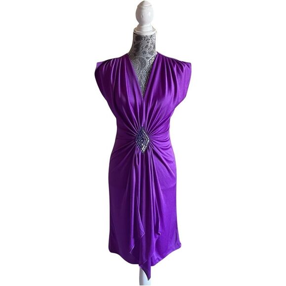 VINTAGE 70s Frederick’s of Hollywood Sequin Embellished Dress Purple - Picture 1 of 9